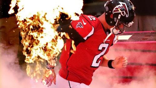 Matt had a nice stat line (27 for 39, 334 yards, two touchdowns, 0 interceptions) in the season opener but he and the Falcons again self-immolated in the red zone. (Curtis Compton / ccompton@ajc.com)