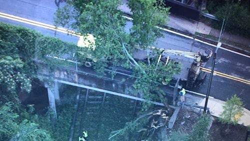 A tree fell onto MARTA's Gold line near the Lenox station Friday afternoon.