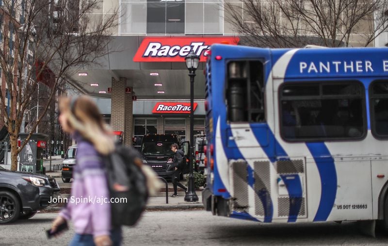 The now-closed RaceTrac gas station is seen Tuesday on Piedmont Avenue near Georgia State University.