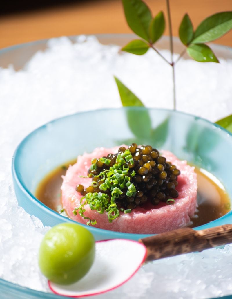 Nobu's tuna toro has strands of fresh wasabi threaded through the chopped, raw tuna, providing a surprisingly intense flavor. Courtesy of Nobu Hospitality 