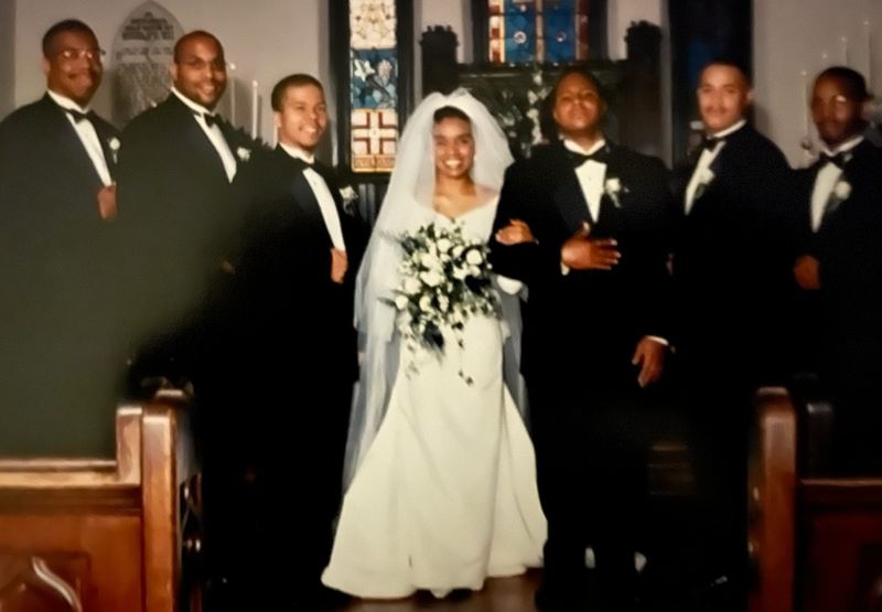 The Dec. 20, 1997 wedding of Kobi Kennedy and Ron Brinson. Donny Hathaway's "This Christmas," was their wedding song.