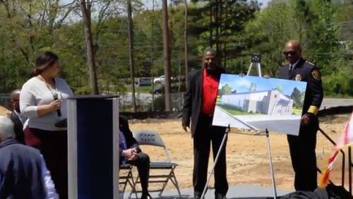 College Park city officials held a groundbreaking ceremony in April for the newest police precinct. It is set to open in fall 2019. CONTRIBUTED