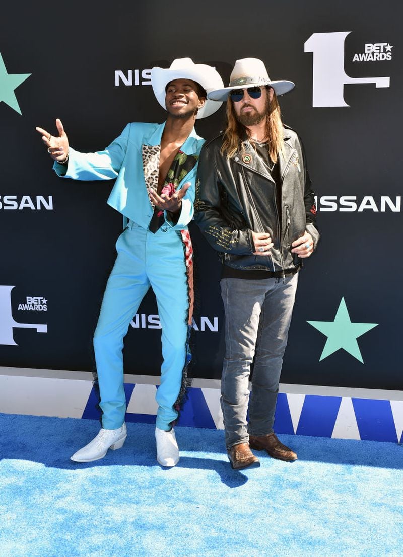 LOS ANGELES, CALIFORNIA - JUNE 23: (L-R) Lil Nas X and Billy Ray Cyrus attend the 2019 BET Awards on June 23, 2019 in Los Angeles, California. (Photo by Aaron J. Thornton/Getty Images for BET)
