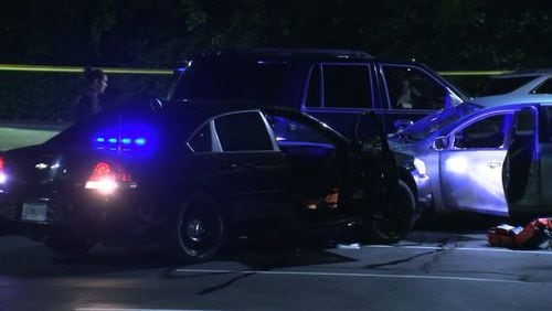 The scene after suspect Jaquan Barnes was arrested in Sandy Springs in May 2018.