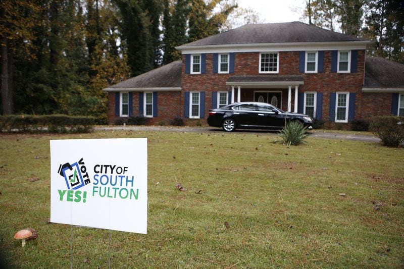 A sign is seen outside the home of Jewel Johnson, 67, in the Loch Lomond Estates neighborhood in South Fulton. Johnson, who is in support of Loch Lomond Estates being in South Fulton instead of Atlanta, helped spearhead the initiative to overturn the annexation, a process which she says lasted over two and a half years. Johnson has lived in the neighborhood for nearly 30 years. (Casey Sykes for The Atlanta Journal-Constitution)