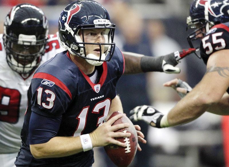 Making his first NFL start against his hometown team, Pope product T.J. Yates hardly wilted under the pressure on Dec. 4, 2011, guiding the Texans to a 17-10 victory. (Associated Press photo)