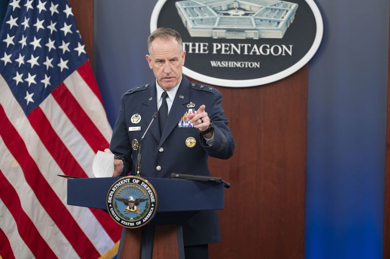 Pentagon Press Secretary Maj. Gen. Pat Ryder speaks during a press briefing on Tuesday, April 23, 2024 at the Pentagon in Washington. (AP Photo/Kevin Wolf)