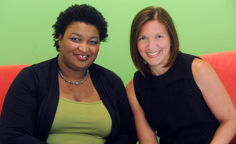 Stacey Abrams (left) co-founded NOWaccount with Lara O’Connor Hodgson in 2010. The company grew out of another company, which made bottled water for babies and toddlers called Nourish, that was co-founded by the women. BITA HONARVAR / BHONARVAR@AJC.COM