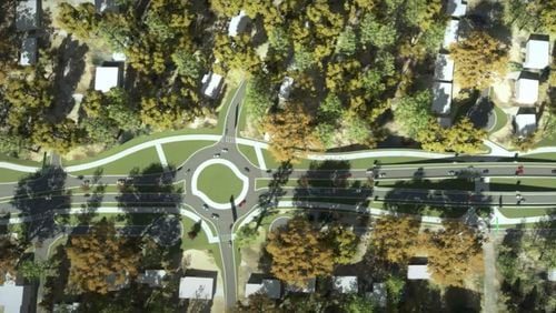 A rendering of a planned roundabout on Hammond Drive in Sandy Springs  (Courtesy City of Sandy Springs)