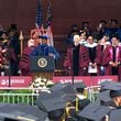 President Joe Biden appeared on stage at Morehouse College around 9:20 a.m. Biden is set to deliver the college's commencement address. Image via Morehouse College's YouTube channel.