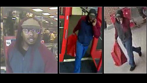 Images of a suspect who allegedly stole credit cards from a man's car and used them at Gwinnett County stores.