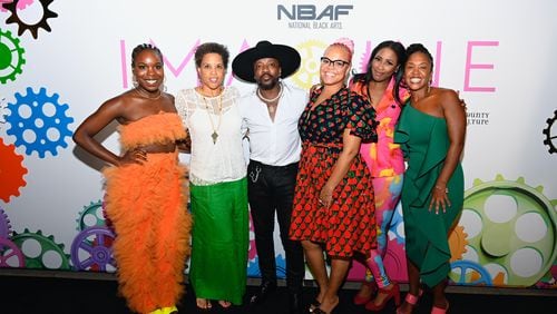 Oronike Odeleye, third from right, with Grammy winner Anthony Hamilton and NBAF staff