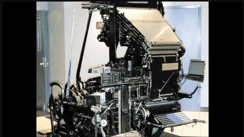 This linotype machine from 1920 was used by The Columbus Dispatch until 1974 to set type for the newspaper. Photo Credit: Columbus Dispatch.