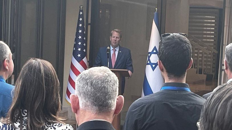 Gov. Brian Kemp speaks Monday night at a U.S. Embassy reception in Israel where he highlighted the state's pro-Israel laws and marketed Georgia as a go-to location for the country's firms. “The friendship has been fruitful for all parties,” Kemp said.