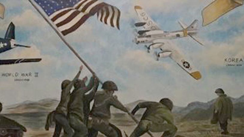 Detail from 12-foot mural by Shannon Duzan-Fowler honoring veterans
