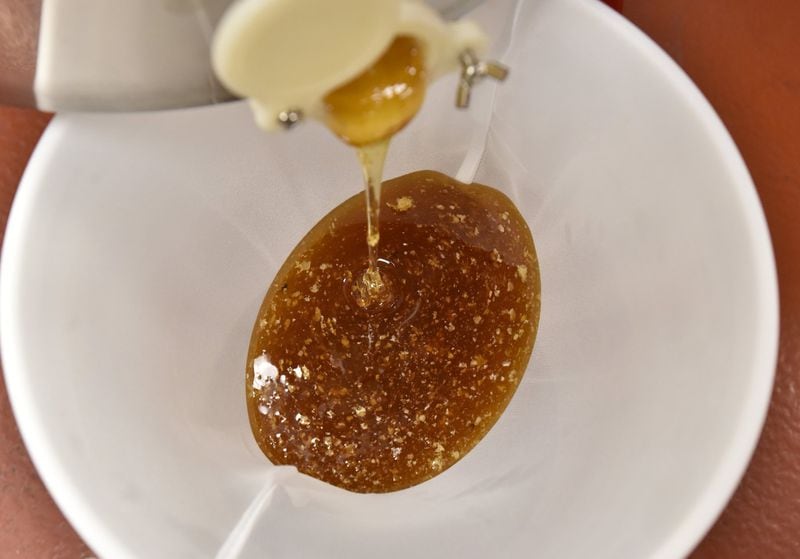 This honey is from the rooftop beehives at Hyatt Regency Atlanta. It’s used in various dishes at the hotel. HYOSUB SHIN / HYOSUB.SHIN@AJC.COM