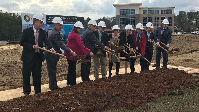 Gwinnett County officials broke ground Tuesday on the first phase of the county's courthouse expansion.