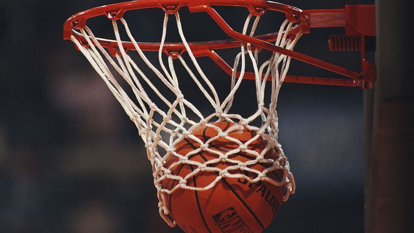Generic view of a Spalding NBA basketball dropping into the hoop during the FIBA European Basketball Championship on 25 June 1989 at the Dom Sportova in Zagreb, Yugoslavia. (Photo by Gray Mortimore/Getty Images)  *** Local Caption ***