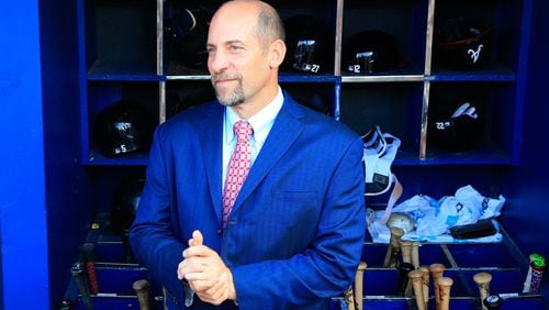 Former Braves pitcher John Smoltz stands in the dugout after the game against the Detroit Tigers at Turner Field on Oct. 2, 2016. (Photo by Daniel Shirey/Getty Images)