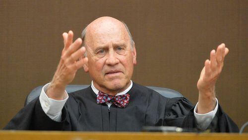 APRIL 13, 2015 ATLANTA Fulton County Superior Court Judge Jerry Baxter presides over the sentencing Monday. Sentencing of 10 of the 11 defendants convicted of racketeering and other charges in the Atlanta Public Schools test-cheating trial before Judge Jerry Baxter in Fulton County Superior Court, Monday April 13 2015. (Atlanta Journal-Constitution, Kent D. Johnson, Pool)