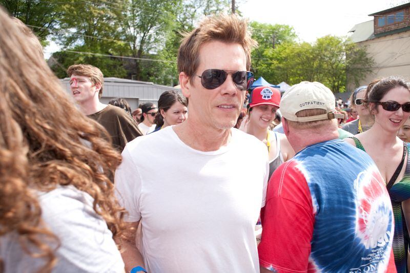 Actor/Musician/BaconFest attendee. Atlanta’s beloved BaconFest got a surprise visit from Kevin Bacon a few years ago . Photo: courtesy Dad’s Garage Theatre