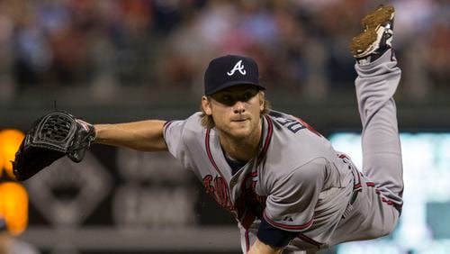 Atlanta Braves reliever Ross Detwiler (56) pitches against the Philadelphia Phillies, Thursday, July 30, 2015, in Philadelphia. He went 1-0 with a 7.63 ERA across 15-1/3 innings in 24 games with the Braves in 2015. (Laurence Kesterson/AP)