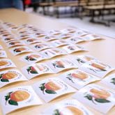 Stickers are ready to be handed out at Dresden Elementary School during election day on Tuesday, December 6, 2022. The race between Warnock and Republican challenger Herschel Walker came to the last day for the US Senate runoff.
 Miguel Martinez / miguel.martinezjimenez@ajc.com