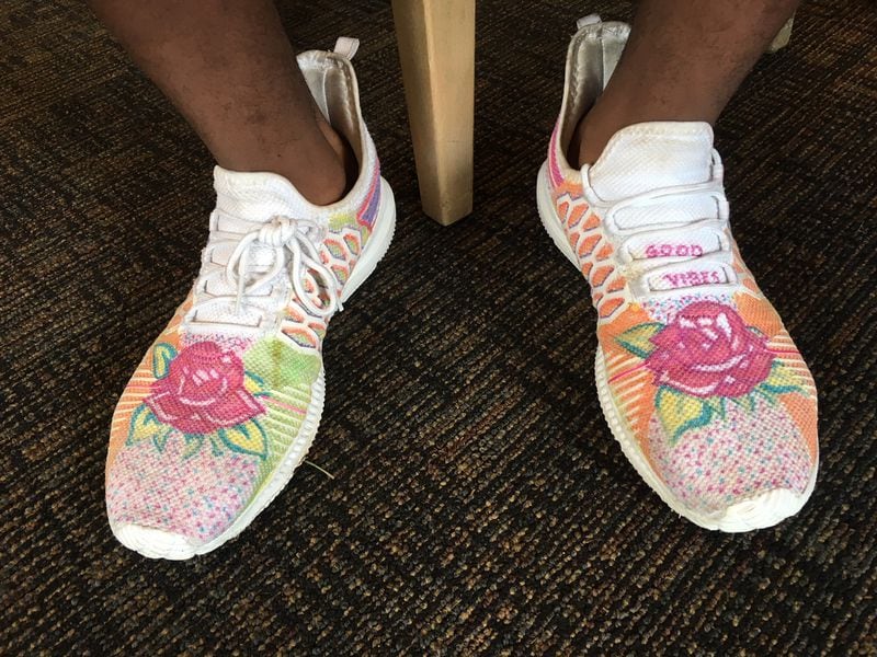 Georgia Tech freshman wide receiver Pejé Harris also is a talented artist. He decorated a pair of his sneakers himself and has done similar projects for friends.