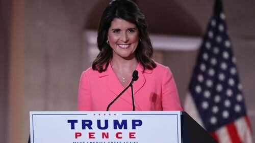 Former U.S. Ambassador to the United Nations Nikki Haley addresses the Republican National Convention on Aug. 24, 2020. (Chip Somodevilla/Getty Images/TNS)