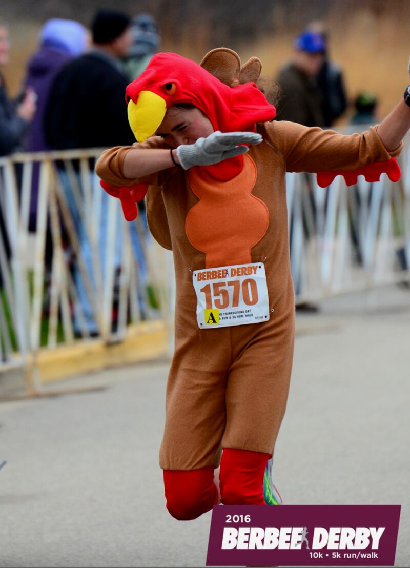 Seidel has been wearing a turkey getup to races near Thanksgiving Day for several years.