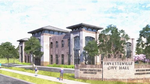 The city of Fayetteville is planning a $23 million City Hall-downtown park complex near the city’s square. CITY OF FAYETTEVILLE