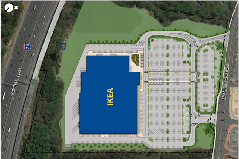 A rendering of the Ikea proposed for Franklin Gateway in Marietta. (Courtesy of the city of Marietta)