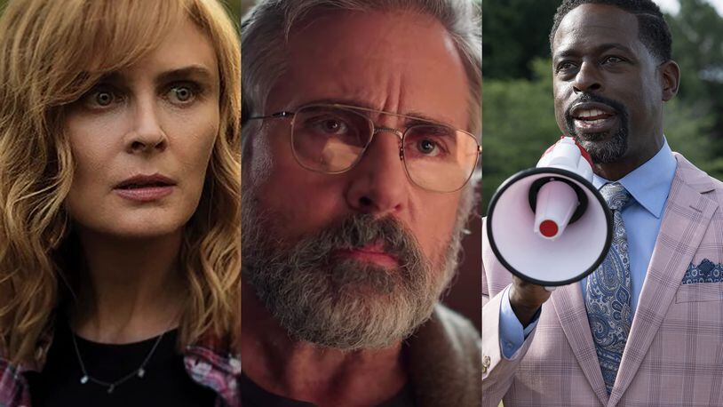 Emily Deschanel stars in a new Netflix series "Devil in Ohio," Steve Carell leads FX on Hulu's "The Patient" and Sterling K. Brown is part of "Honk For Jesus," a new movie on Peacock. PUBLICITY PHOTOS