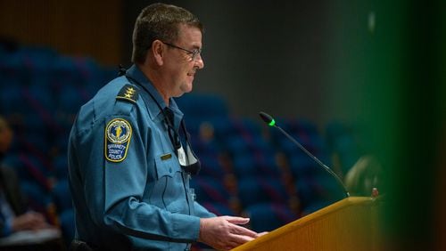 Gwinnett County Police Chief Brett West said he hopes a new community advisory board will build relationships for the department in the community. (Rebecca Wright for the Atlanta Journal-Constitution) AJC FILE PHOTO