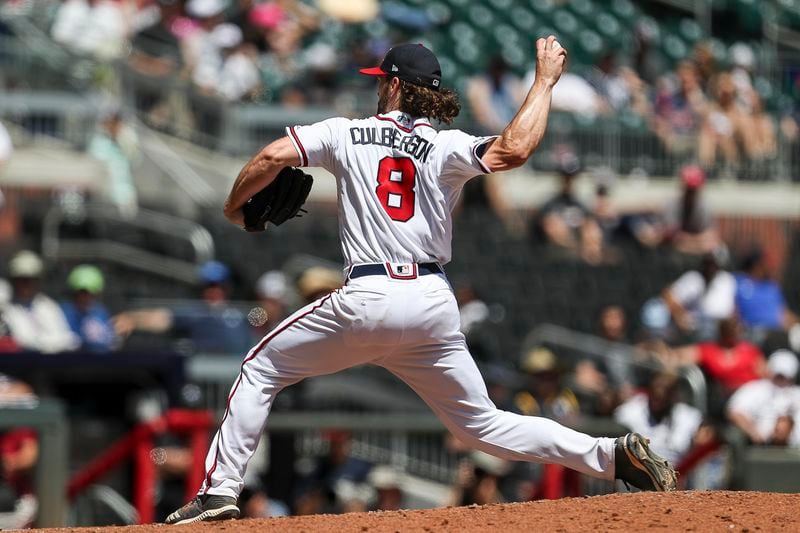 Charlie Culberson pitched one inning (allowing one hit with a strikeout and two walks) in an 11-2 Braves loss to the Padres on May 2, 2019. (AJC file photo)