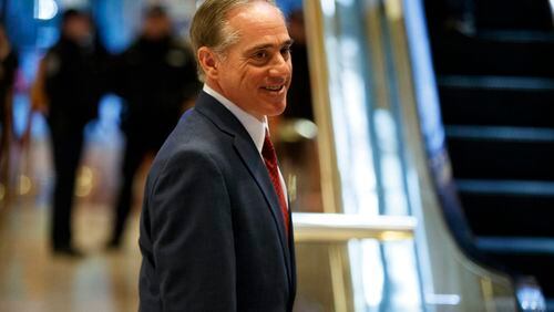 FILE - In this Jan. 9, 2017 file photo, David Shulkin, currently Veterans Affairs Undersecretary for Health leaves a meeting with President-elect Donald Trump at Trump Tower in New York. Trump announced Wednesday, Jan. 11, 2107, that he will nominate Shulkin as Veterans Affairs secretary. (AP Photo/Evan Vucci, File)