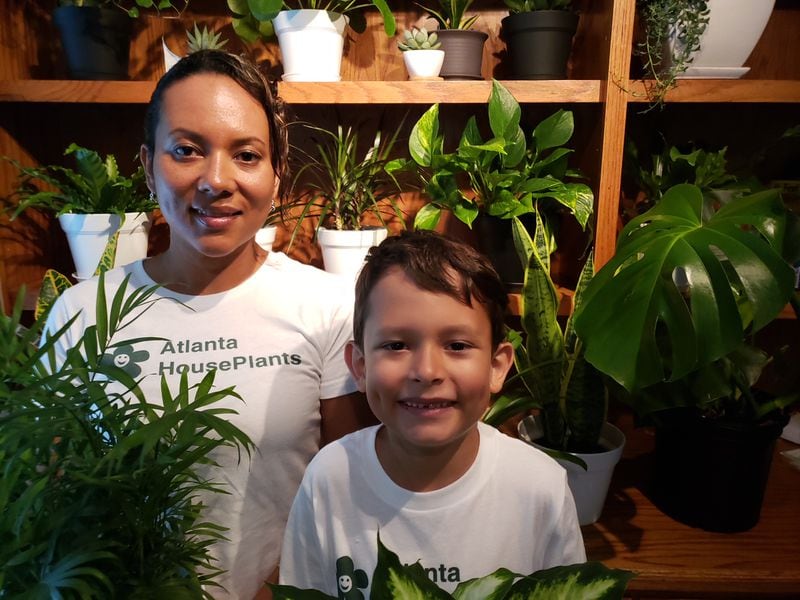 Ana Wall and her son, Max, are among the many plants they own and sell at Atlanta Houseplants. Photo courtesy of Atlanta Houseplants.