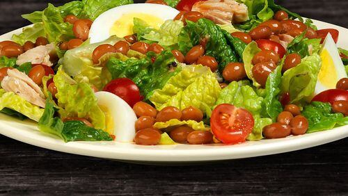 Thursday’s Baked Beans-Tuna Chef Salad contains eggs, grape tomatoes and baked beans. Contributed by Bush’s Baked Beans