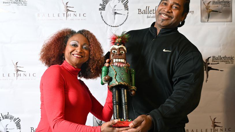Nena Gilreath and her husband Waverly Lucas, co-founders of Ballethnic Dance Company, at The Legacy Theater At Phase Family Center in Alpharetta in December 2020. (Hyosub Shin / Hyosub.Shin@ajc.com)
