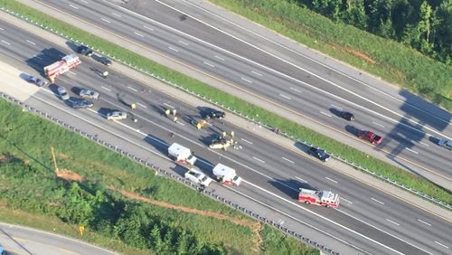 A serious crash shut down I-20 East in Douglasville on Thursday. (Credit: Channel 2 Action News)