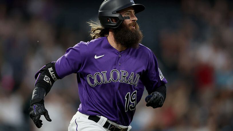 Charlie Blackmon (19) of the Colorado Rockies runs the baseline after hitting a three RBI home run against the San Diego Padres in the sixth inning at Coors Field on July 12, 2022, in Denver. (Matthew Stockman/Getty Images/TNS)