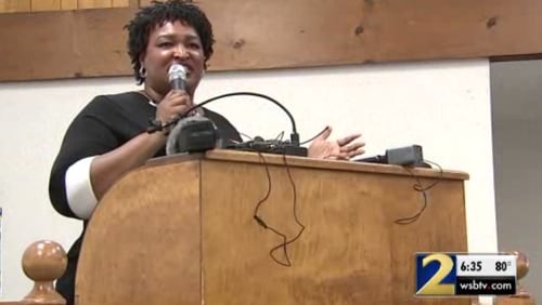 Stacey Abrams' campaign held a rally at Clayton State University on Tuesday morning.