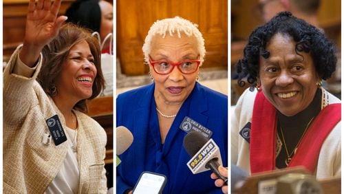 Democratic state Sens. Horacena Tate of Atlanta, from left, Gloria Butler of Stone Mountain and Valencia Seay of Riverdale are all retiring from the Georgia Senate this year after each served at least 20 years in office. AJC file photos