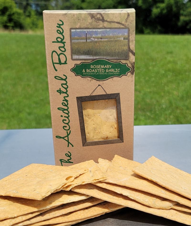 Rosemary and roasted garlic flatbread crackers from the Accidental Baker. Courtesy of Jennie McCray