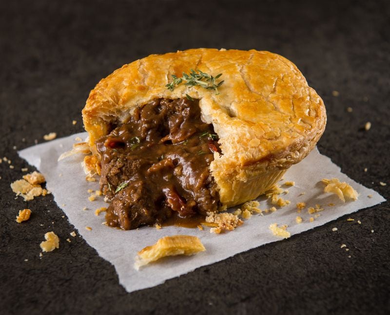 Perhaps the most popular item Pouch Pie offers is this pie combining steak, bacon and Irish ale. Courtesy of Justin Evans Photography