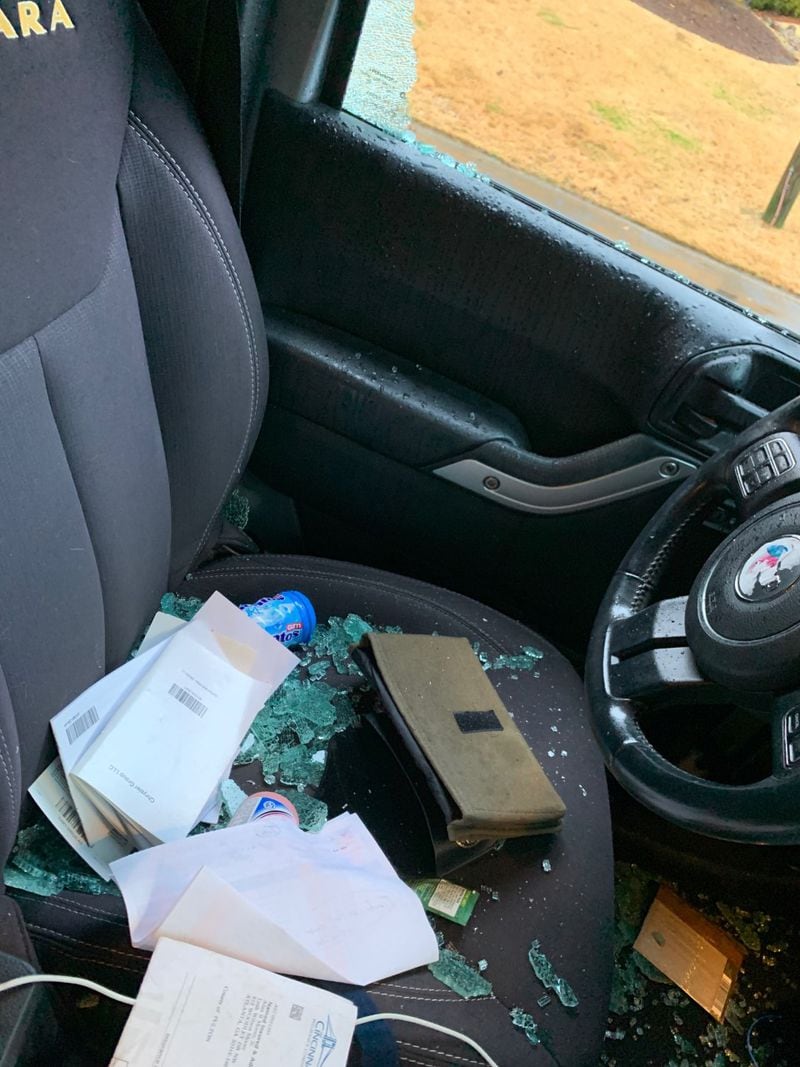 Thieves broke into Leah Moore's car and left a mess behind although they didn't actually take anything.