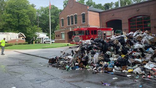The fire department tweeted this picture of the massive mound of trash.
