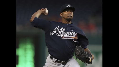 Julio Teheran had been scheduled to start Sunday at Chicago, but will pitch instead Monday against the Phillies after the series finale with the Cubs was postponed due to wintry weather. (AP photo)