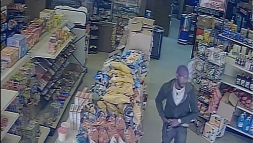 This image from a video shows the suspect at Star Grocery on Campbellton Road. The store clerk was shot in the incident.