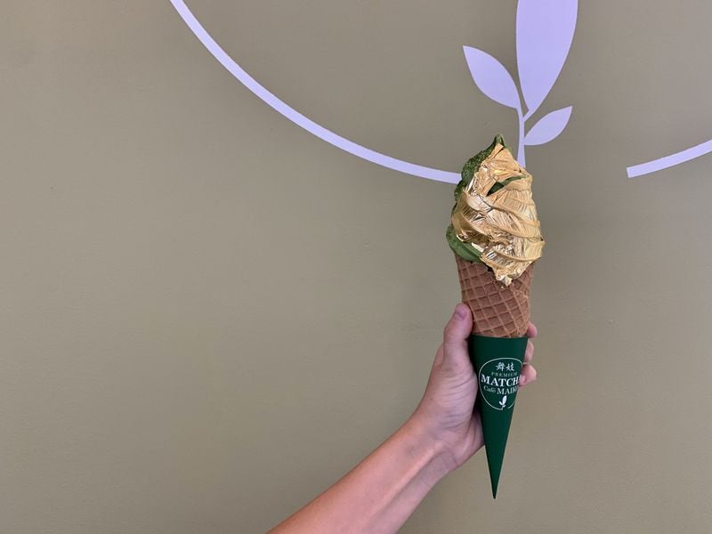 Matcha Café Maiko puts 24-karat gold leaf on its matcha soft-serve ice cream. CONTRIBUTED BY ANGELA HANSBERGER